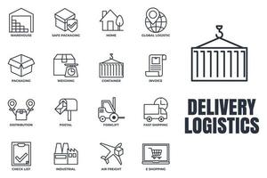 Set of Delivery shipping icon logo vector illustration. logistics pack symbol template for graphic and web design collection