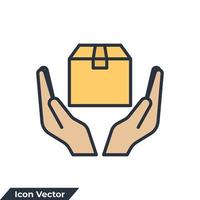 manejar con cuidado icono logo vector ilustración. maneje con plantilla de símbolo de signo de cuidado para la colección de diseño gráfico y web