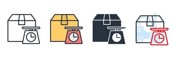 ilustración vectorial del logotipo del icono de pesaje. plantilla de símbolo de paquetes de carga de pesaje para la colección de diseño gráfico y web vector