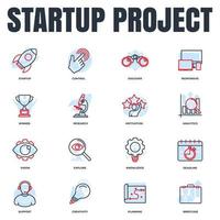 Set of Startup project icon logo vector illustration. development pack symbol template for graphic and web design collection