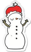 sticker of a cartoon snowman vector