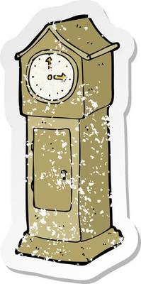retro distressed sticker of a cartoon grandfather clock