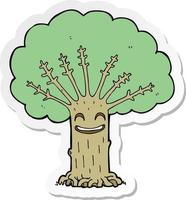 sticker of a cartoon happy tree vector