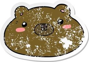 distressed sticker of a cartoon bear vector