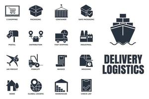 Set of Delivery shipping icon logo vector illustration. logistics pack symbol template for graphic and web design collection