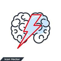 brainstorm icon logo vector illustration. Brain With Thunder symbol template for graphic and web design collection