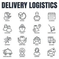 Set of Delivery shipping icon logo vector illustration. logistics pack symbol template for graphic and web design collection