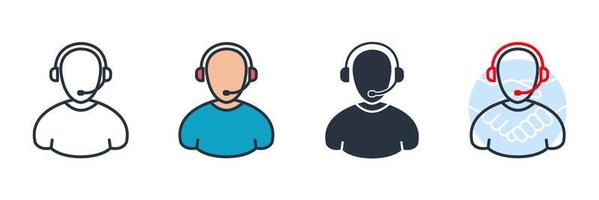 customer service agent with headset icon logo vector illustration. Customer support symbol template for graphic and web design collection