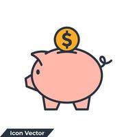 Piggy bank and dollar coin icon logo vector illustration. Business Growth and Investment symbol template for graphic and web design collection