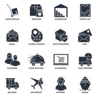 Set of Delivery shipping icon logo vector illustration. logistics pack symbol template for graphic and web design collection