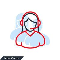 Ilustración de vector de logotipo de icono de servicio de atención al cliente. usuario con plantilla de símbolo de auriculares para colección de diseño gráfico y web