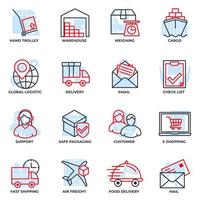 Set of Delivery shipping icon logo vector illustration. logistics pack symbol template for graphic and web design collection