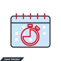 Ilustración de vector de logotipo de icono de fecha límite. calendario con plantilla de símbolo de cronómetro para la colección de diseño gráfico y web