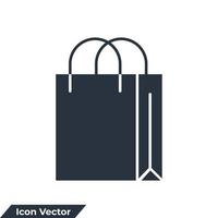 Ilustración de vector de logotipo de icono de bolsa de compras. plantilla de símbolo de bolsa de supermercado para la colección de diseño gráfico y web