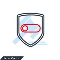 Ilustración de vector de logotipo de icono de escudo. plantilla de símbolo protegido para la colección de diseño gráfico y web