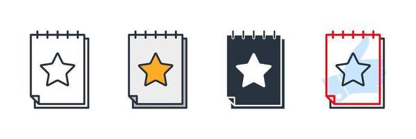 Ilustración de vector de logotipo de icono de lista de deseos. estrella en plantilla de símbolo de cuaderno para colección de diseño gráfico y web