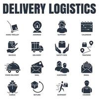 Set of Delivery shipping icon logo vector illustration. logistics pack symbol template for graphic and web design collection