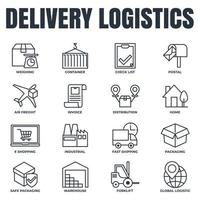 Set of Delivery shipping icon logo vector illustration. logistics pack symbol template for graphic and web design collection