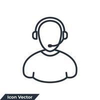 agente de servicio al cliente con ilustración de vector de logotipo de icono de auricular. plantilla de símbolo de atención al cliente para la colección de diseño gráfico y web