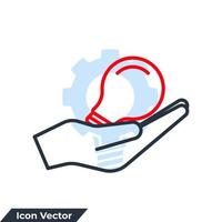 solution icon logo vector illustration. Hand and a lamp symbol template for graphic and web design collection