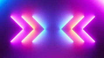 3d render of flash neon and light glowing on dark scene. Speed light moving lines. photo