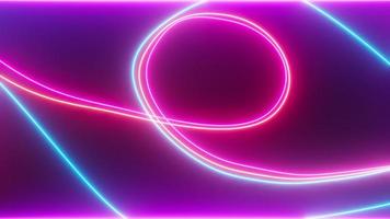 3d render of flash neon and light glowing on dark scene. Speed light moving lines. photo