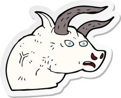 pegatina de una cabeza de toro enojado de dibujos animados vector