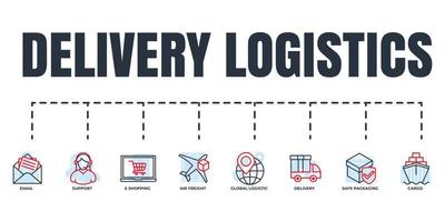 compras electrónicas, flete aéreo, entrega, correo electrónico, logística global, embalaje seguro, barcaza de carga, servicio de soporte vector