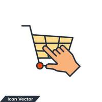 buy now icon logo vector illustration. Click and shopping cart symbol template for graphic and web design collection