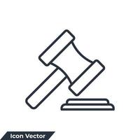 Ilustración de vector de logotipo de icono de subasta. plantilla de símbolo de mazo de juez para la colección de diseño gráfico y web