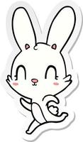 sticker of a cute cartoon rabbit vector