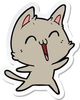 sticker of a happy cartoon cat vector