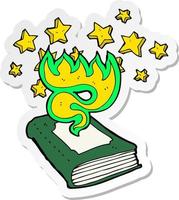 sticker of a cartoon magical spell book vector