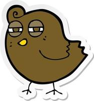 sticker of a funny cartoon bird vector