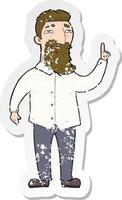 retro distressed sticker of a cartoon bearded man vector