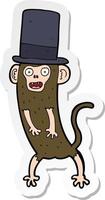 sticker of a cartoon monkey in top hat vector