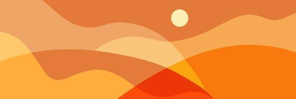 golden desert background in abstract flat design. trendy and minimalist style panoramic landscape design photo