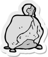 sticker of a cartoon rock vector