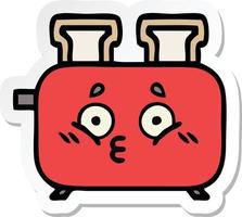 sticker of a cute cartoon of a toaster vector