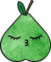retro grunge texture cartoon green pear vector