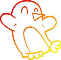 warm gradient line drawing cartoon christmas penguin vector