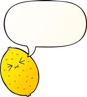 cartoon bitter lemon and speech bubble in smooth gradient style vector