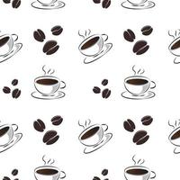 seamless pattern of a hot coffee cup and coffee beans vector background photo