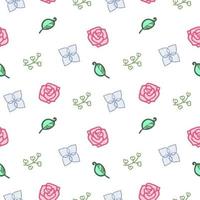 Flower and leave doodle pattern seamless background photo