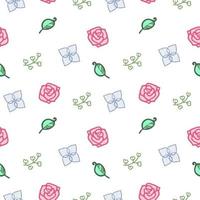 Flower and leave doodle pattern seamless background photo