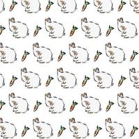 illustration of outline lovely bunny pattern on a white background,hand drawing rabbit graphic photo