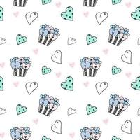 seamless heart doodle pattern vector photo