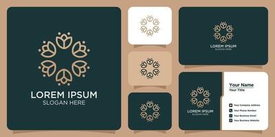 logotipo de diseño floral para cuidado de la belleza y tarjeta de visita vector