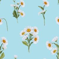 Seamless border with watercolor daisies. Hand drawn botanical drawing. Floral seamless border for fabric, paper and other print and web projects. photo
