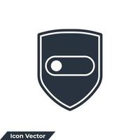 Ilustración de vector de logotipo de icono de escudo. plantilla de símbolo protegido para la colección de diseño gráfico y web